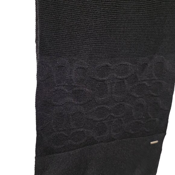 Coach Signature Black Knit Scarf Embossed F32711 Classic Preppy Sleek Designer - Picture 5 of 6